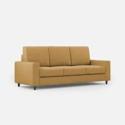 Divano 208x85cm design a tre posti con bracciolo moderno quadrato idrorepellente ocra DI14