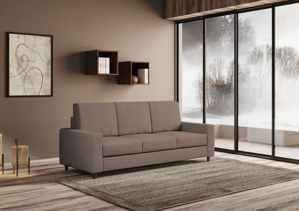 Divano 208x85cm design a tre posti con bracciolo moderno quadrato idrorepellente talpa DI14