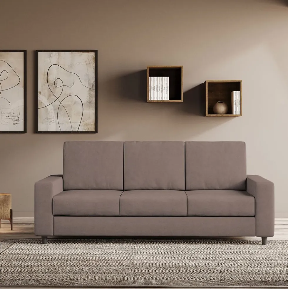 Divano 208x85cm design a tre posti con bracciolo moderno quadrato idrorepellente talpa DI14
