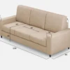Divano 208x85cm design a tre posti con bracciolo moderno quadrato idrorepellente beige DI14