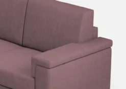 Divano 208x85cm design a tre posti con bracciolo squadrato tessuto idrorepellente prugna DI3