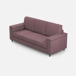 Divano 208x85cm design a tre posti con bracciolo squadrato tessuto idrorepellente prugna DI3