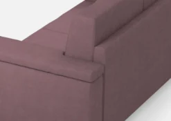 Divano 208x85cm design a tre posti con bracciolo squadrato tessuto idrorepellente prugna DI3
