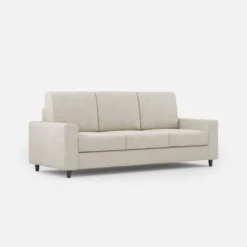 Divano 208x85cm design a tre posti con bracciolo moderno quadrato idrorepellente bianco latte DI14
