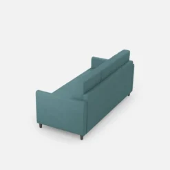 Divano 198x85cm design a tre posti tessuto idrorepellente blu petrolio DI25