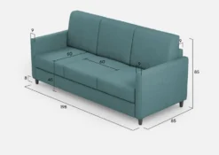 Divano 198x85cm design a tre posti tessuto idrorepellente blu petrolio DI25