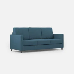 Divano 198x85cm design a tre posti tessuto idrorepellente blu avio DI25