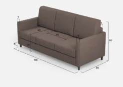 Divano 198x85cm design a tre posti tessuto idrorepellente talpa DI25
