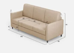 Divano 198x85cm design a tre posti tessuto idrorepellente beige DI25