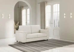 Divano 148x85 design a due posti con bracciolo squadrato bianco latte DI1