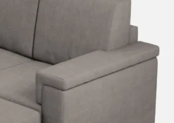 Divano 208x85 design a tre posti con bracciolo squadrato e pouf idrorepellente grigio DI6