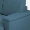 Divano 208x85 design a tre posti con bracciolo squadrato e pouf idrorepellente blu avio DI6