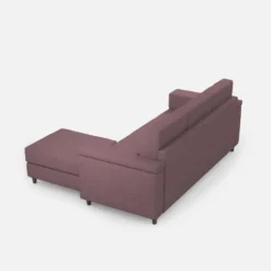 Divano 208x85 design a tre posti con bracciolo squadrato e pouf idrorepellente prugna DI6