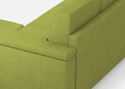 Divano 208x85 design a tre posti con bracciolo squadrato e pouf idrorepellente verde DI6
