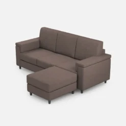 Divano 208x85 design a tre posti con bracciolo squadrato e pouf idrorepellente talpa DI6