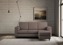 Divano 208x85 design a tre posti con bracciolo squadrato e pouf idrorepellente talpa DI6