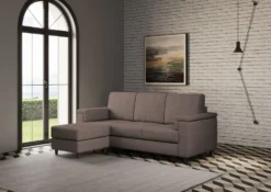 Divano 208x85 design a tre posti con bracciolo squadrato e pouf idrorepellente talpa DI6