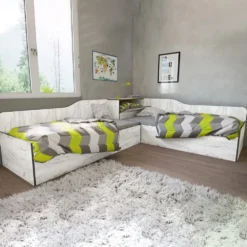 Letti singoli a contenitore con baule bianco legno 90x200 LI40