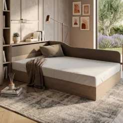 Letto ad una piazza e mezza con contenitore ad angolo LI 2002