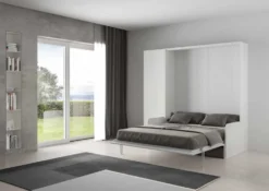 Letto alla francese a scomparsa con divano e pensile a colonna KNT14