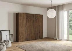 Letto alla francese a scomparsa con pensile a colonna KNT13