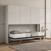 Letto a scomparsa singolo bianco frassino con ante KNDD