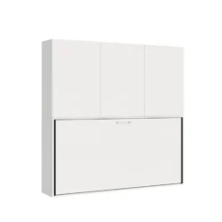 Letto a scomparsa singolo bianco frassino con ante KNDD