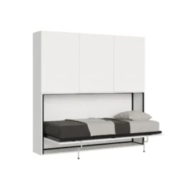 Letto a scomparsa singolo bianco frassino con ante KNDD