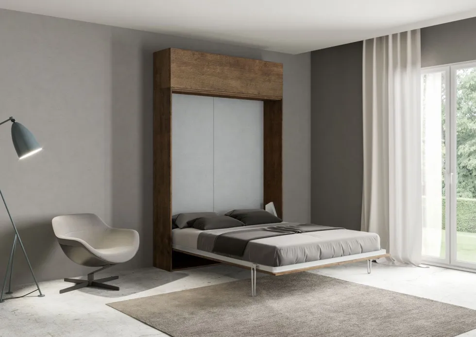 Letto matrimoniale a scomparsa con pensile a vasistas KNT19