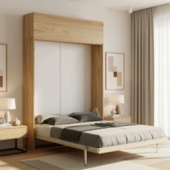 Letto matrimoniale a scomparsa con pensile a vasistas KNT19