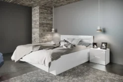 Letto matrimoniale bianco con comodini LI7