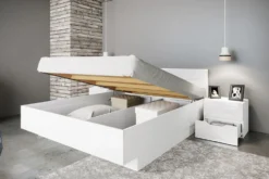 Letto matrimoniale bianco con comodini LI7