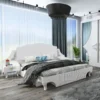 Letto matrimoniale bianco in ecopelle LU35