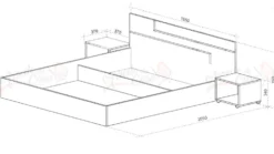 Letto matrimoniale con comodini rovere LU13