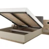 Letto matrimoniale contenitore 160x200 cm con comodini e LED in rovere e grigio pietra LLK14