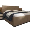 Letto matrimoniale contenitore con comodini 160x200 cm beige grafite e noce LU43