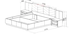 Letto matrimoniale contenitore con comodini 160x200 cm beige grafite e noce LU43