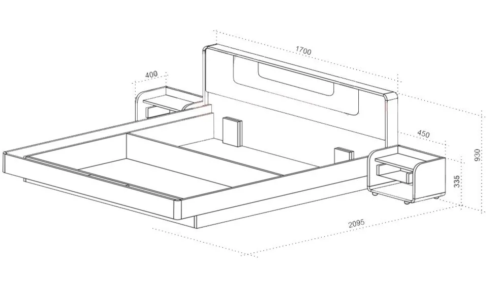 Letto matrimoniale contenitore noce e bianco LU3