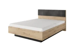Letto matrimoniale contenitore 160X200cm rovere chiaro con dettagli neri LLK10