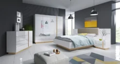Letto matrimoniale contenitore 160X200cm bianco lucido LLK1
