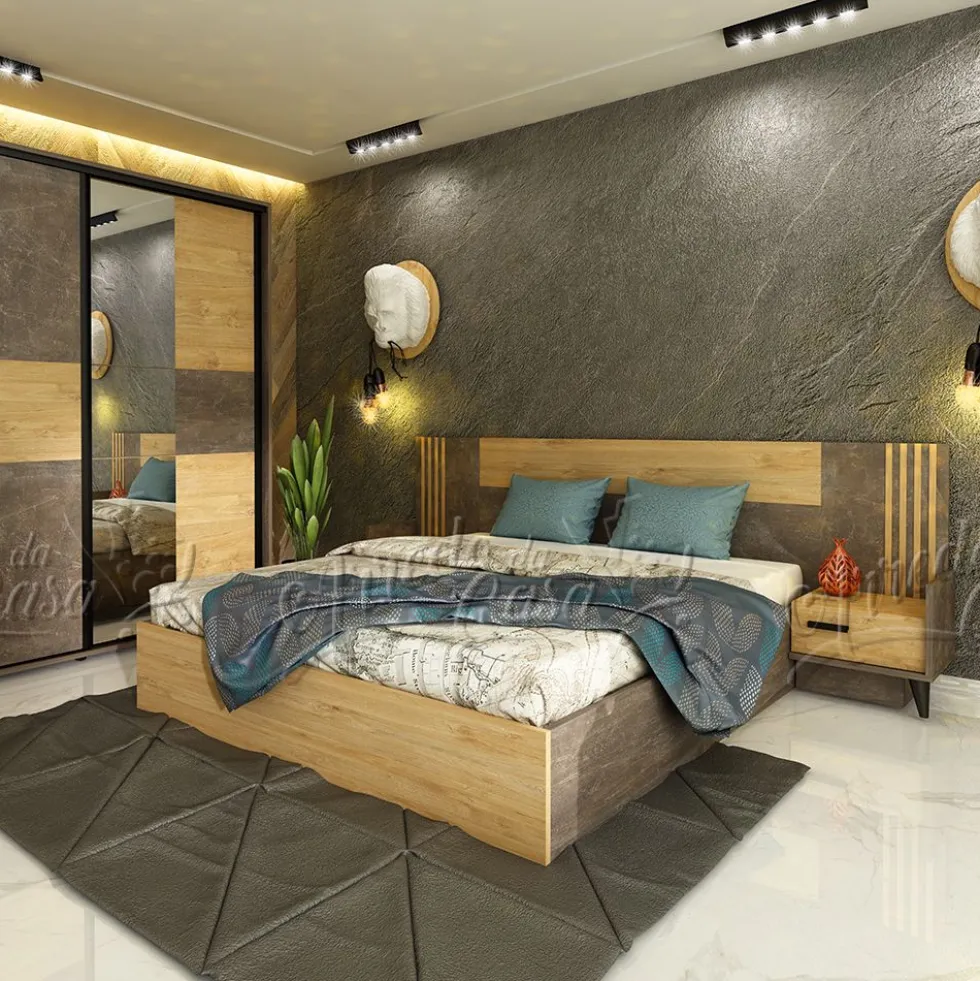Letto matrimoniale contenitore con comodini LU38