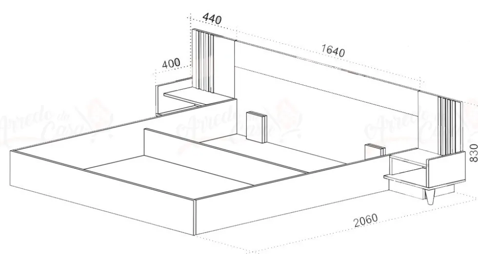 Letto matrimoniale contenitore con comodini LU38