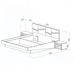 Letto matrimoniale contenitore 160x200 cm con testiera imbottita e comodini, beige e verde oliva LU45