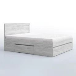 Letto matrimoniale moderno con cassetti 160x200 bianco legno LG60