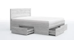 Letto matrimoniale moderno con cassetti 160x200 bianco legno LG60