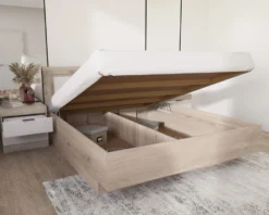Letto matrimoniale rovere chiaro e bianco 160x200 LI22