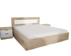 Letto matrimoniale rovere chiaro e bianco 160x200 LI22