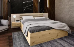 Letto matrimoniale rovere con comodini integrati 160x200 LI24