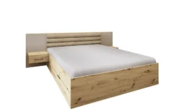 Letto matrimoniale rovere con comodini integrati 160x200 LI24