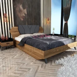 Letto matrimoniale 160x200 nero e castagno LU2